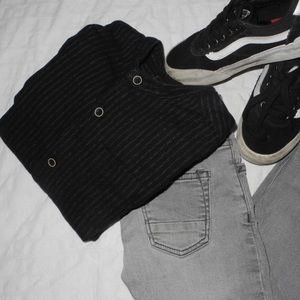 Black and white button down